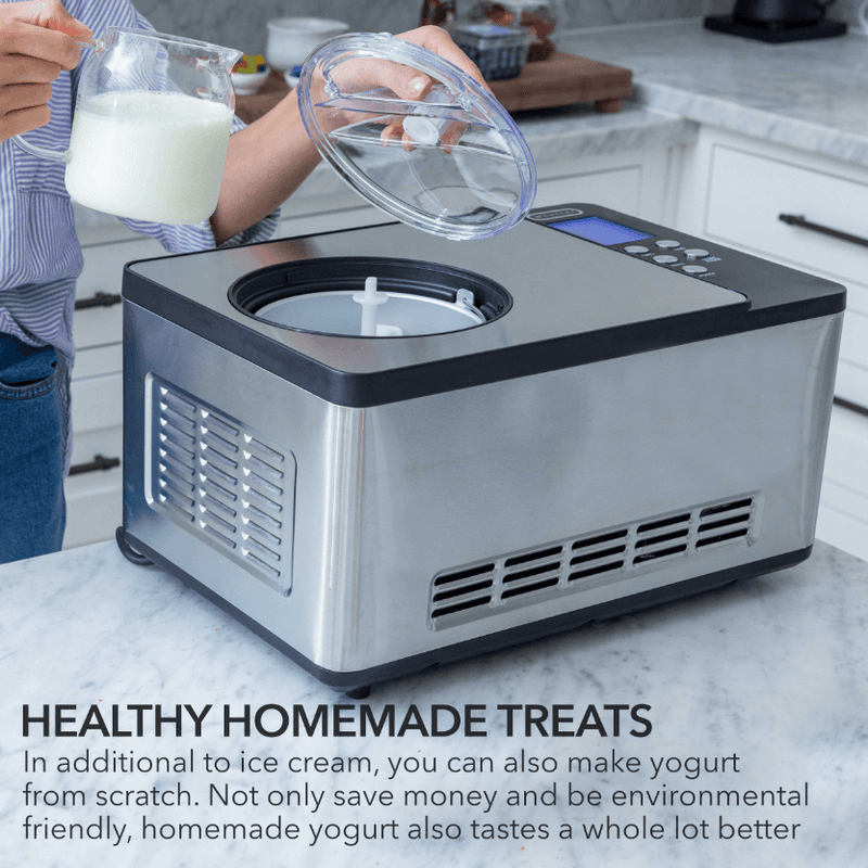 Whynter ICM-220SSY 2 Quart Automatic Compressor Ice Cream Maker & Yogurt Incubator Stainless Steel Finish Whynter