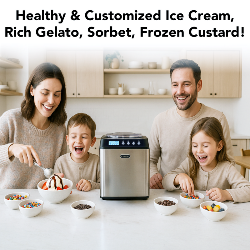 Whynter ICM-201SB 2.1 Quart Upright Automatic Ice Cream Maker with Built-In Compressor, Stainless Steel Design, LCD Timer & Auto Shut-Off Whynter