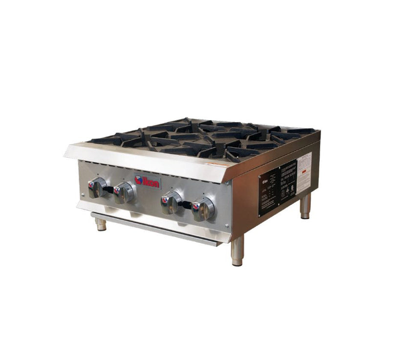 IKON COOKING - Commercial - 24" Gas 4 Burner Manual Control Hotplate - 100,000 BTU - IHP-4-24