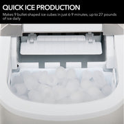 Whynter IMC‑270MS 9.5 in. 27 lbs. Portable Countertop Ice Maker Bullet Ice Machine with 2.2L Reservoir and 1.5 lb. Bin in Metallic Silver Whynter