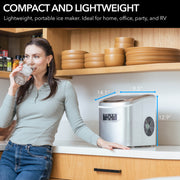 Whynter IMC‑270MS 9.5 in. 27 lbs. Portable Countertop Ice Maker Bullet Ice Machine with 2.2L Reservoir and 1.5 lb. Bin in Metallic Silver Whynter