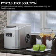 Whynter IMC‑270MS 9.5 in. 27 lbs. Portable Countertop Ice Maker Bullet Ice Machine with 2.2L Reservoir and 1.5 lb. Bin in Metallic Silver Whynter