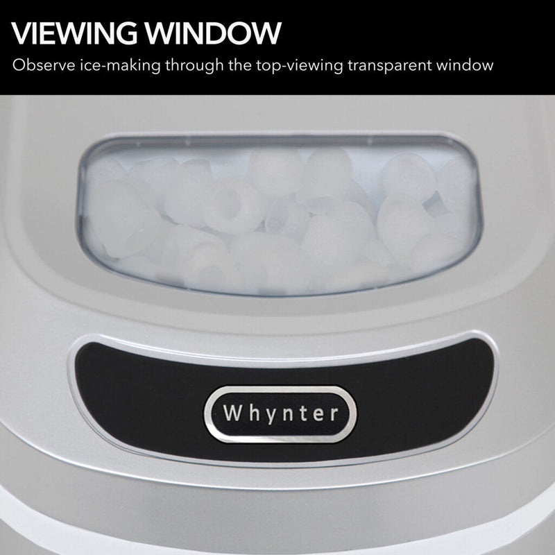 Whynter IMC‑270MS 9.5 in. 27 lbs. Portable Countertop Ice Maker Bullet Ice Machine with 2.2L Reservoir and 1.5 lb. Bin in Metallic Silver Whynter