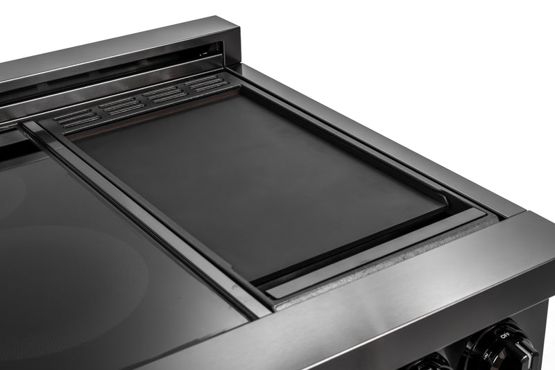60″ Induction Range with Built-in Professional Griddle – Black Stainless Steel Induction Hardware