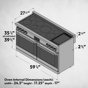 60″ Induction Range with Built-in Professional Griddle – Black Stainless Steel Induction Hardware