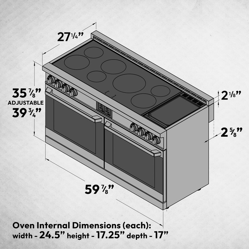 60″ Induction Range with Built-in Professional Griddle – ORION Edition Induction Hardware