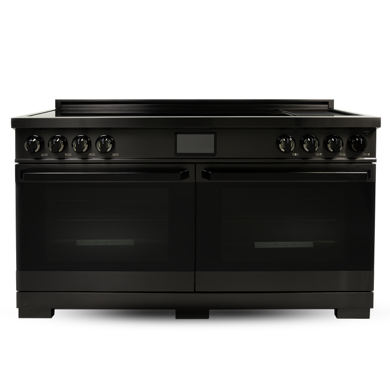 60″ Induction Range with Built-in Professional Griddle – Black Stainless Steel Induction Hardware