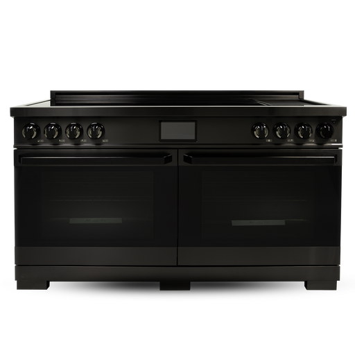 60″ Induction Range with Built-in Professional Griddle – Black Stainless Steel Induction Hardware