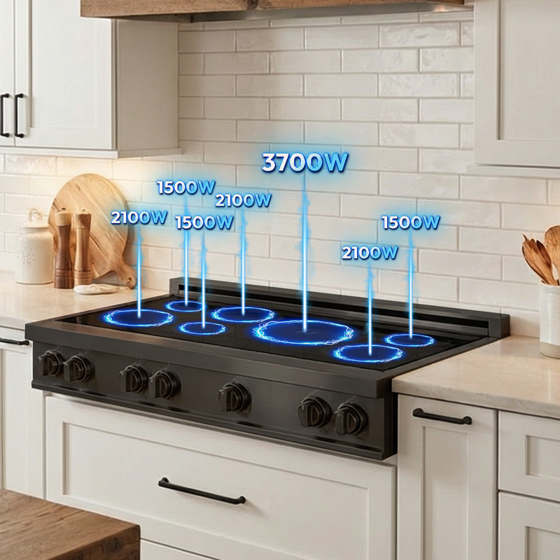 48″ Induction Cooktop – Black Stainless Induction Hardware