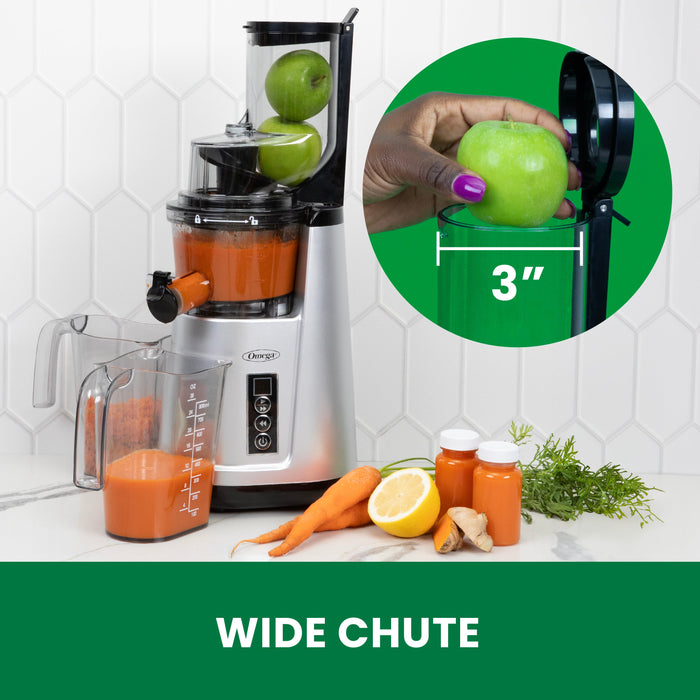 Omega JC4000 45-65 RPM Wide Mouth Vertical Cold Press Juicer - Silver