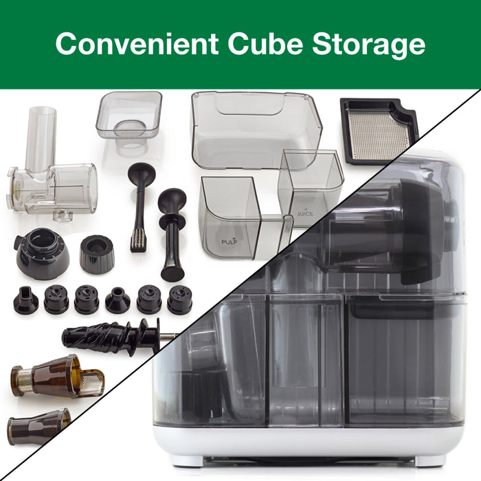 Omega JCUBE 80 RPM Cold Press 365 Masticating Slow Juicer - On-Board Storage