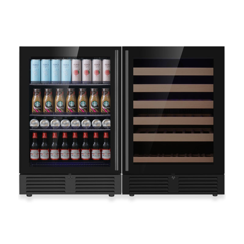 Ultimate Under-Bench Wine & Beverage Refrigerator Combo with Low-E Glass Door KingsBottle.com