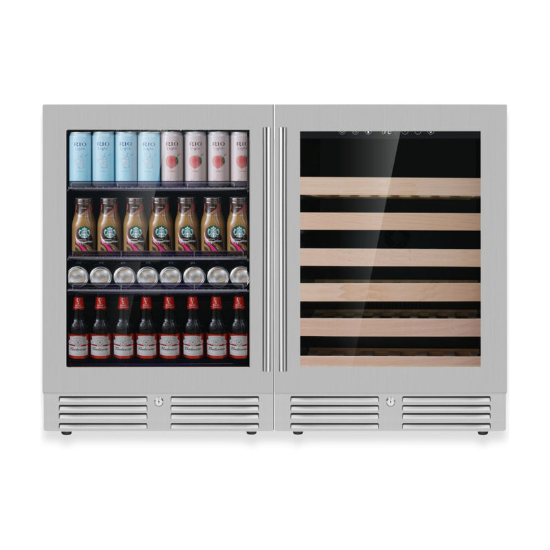 Ultimate Under-Bench Wine & Beverage Refrigerator Combo with Low-E Glass Door KingsBottle.com