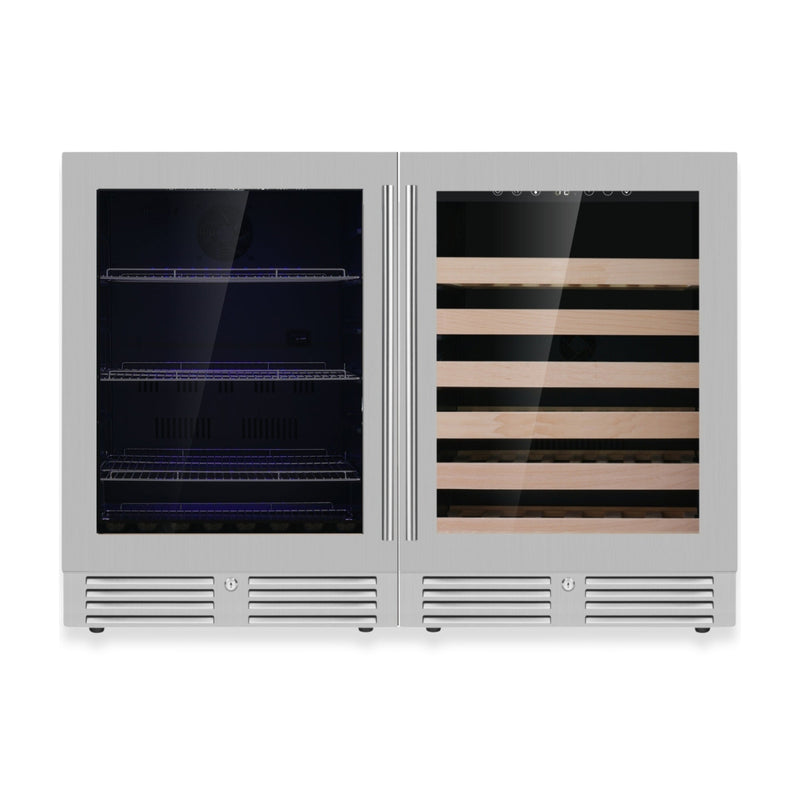 Ultimate Under-Bench Wine & Beverage Refrigerator Combo with Low-E Glass Door KingsBottle.com