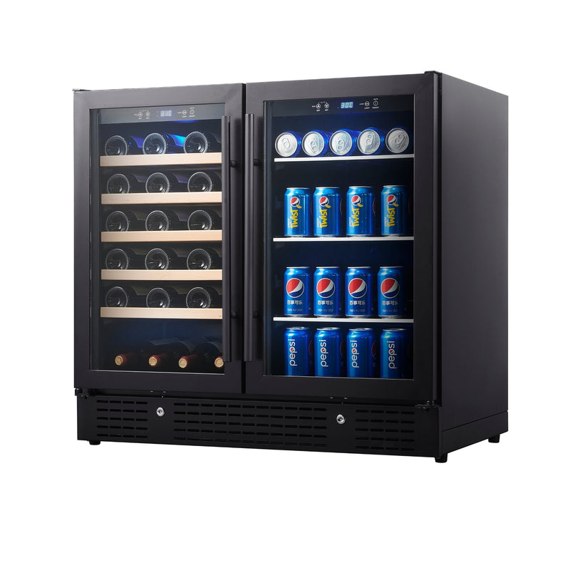 36-inch Beer and Wine Cooler Combination with Low-E Glass Door KingsBottle.com