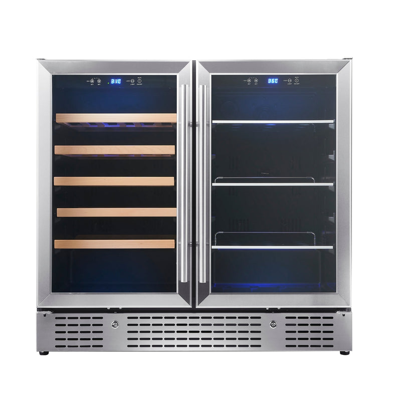 36-inch Beer and Wine Cooler Combination with Low-E Glass Door KingsBottle.com