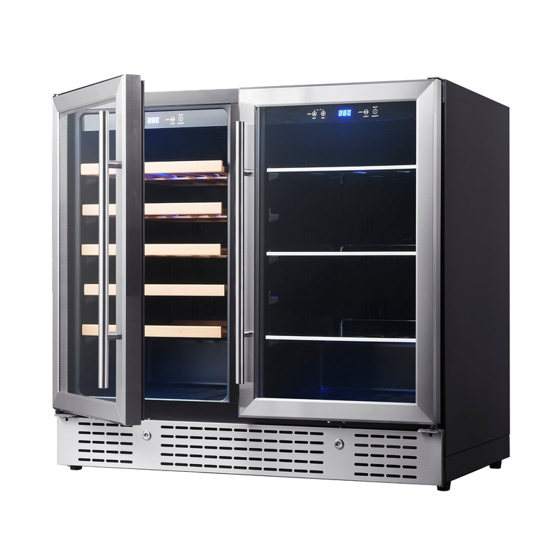 36-inch Beer and Wine Cooler Combination with Low-E Glass Door KingsBottle.com
