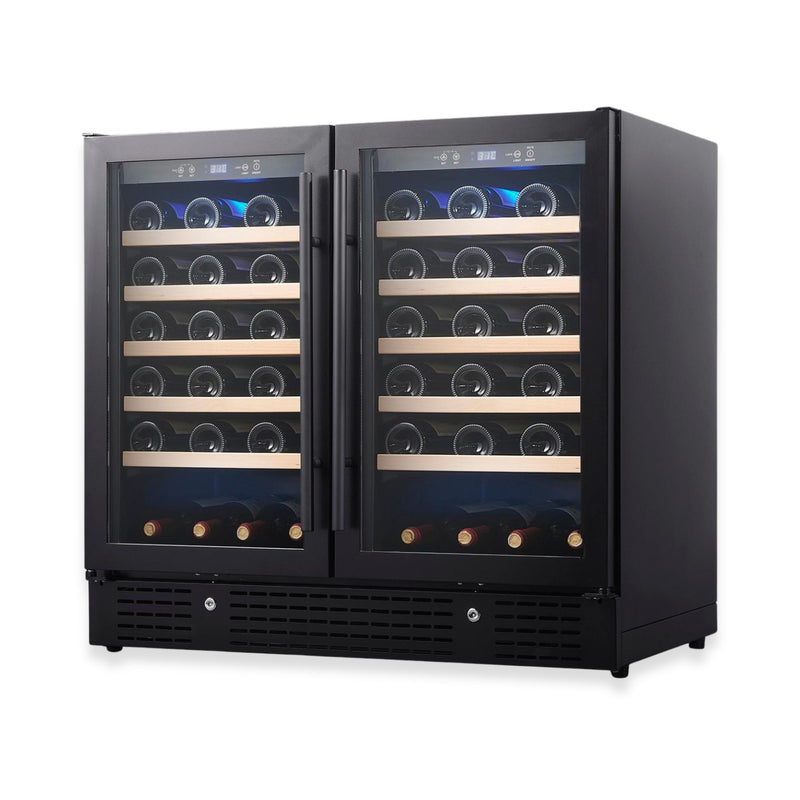 36-inch Under Bench Dual-Zone Wine Cooler with Low-E Glass Door KingsBottle.com