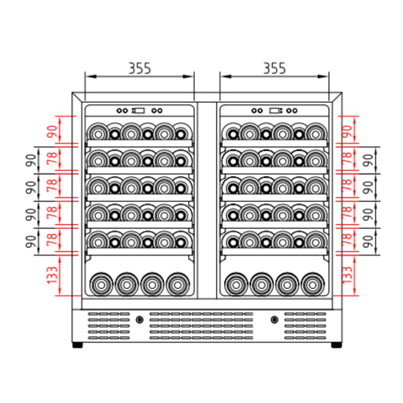 36-inch Under Bench Dual-Zone Wine Cooler with Low-E Glass Door KingsBottle.com