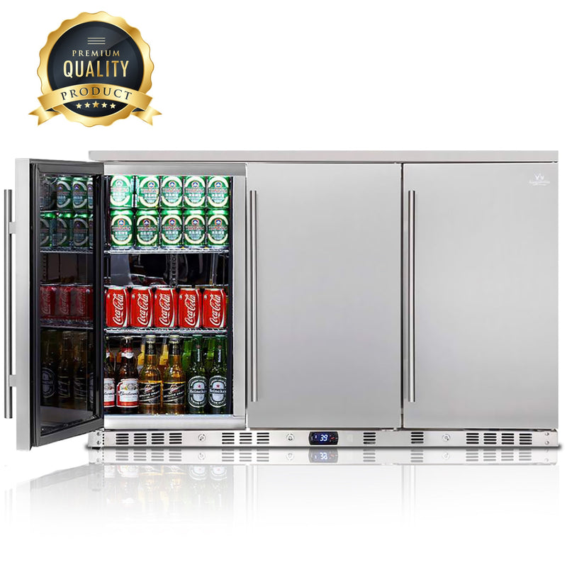 53 Inch Solid 3-Door Outdoor Beverage Drinks Cooler KingsBottle.com