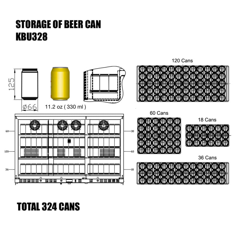 53 Inch Solid 3-Door Outdoor Beverage Drinks Cooler KingsBottle.com
