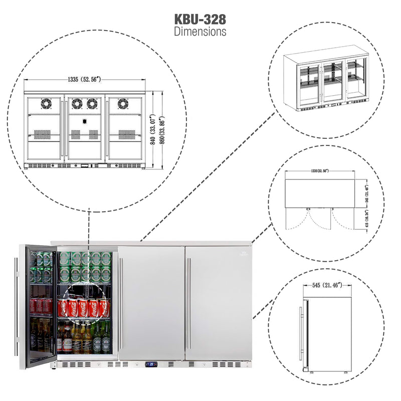 53 Inch Solid 3-Door Outdoor Beverage Drinks Cooler KingsBottle.com