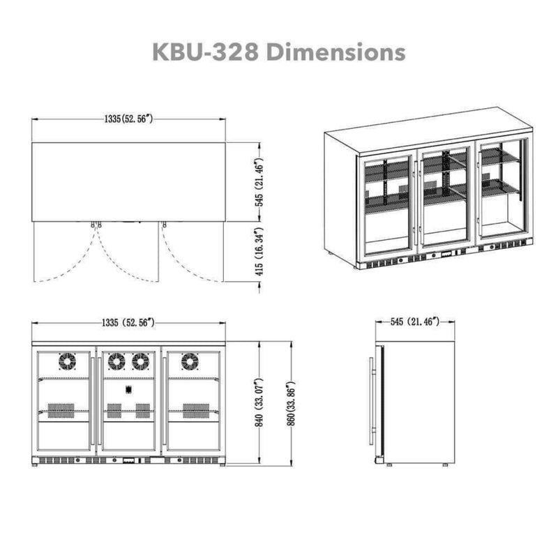53 Inch Heating Glass 3 Door Large Beverage Refrigerator KingsBottle.com