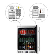 24 Inch Undercounter Beverage Cooler with Heating Glass Door KingsBottle.com