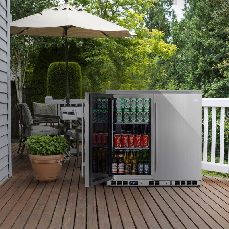 36 Inch Outdoor Beverage Refrigerator 2 Door For Home KingsBottle.com