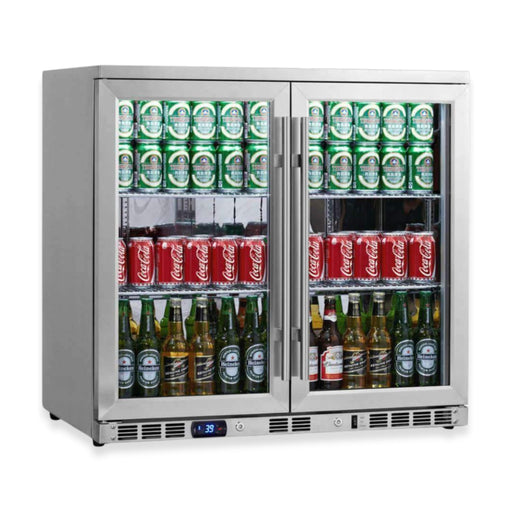 36-Inch Heating Glass Dual Door Built In Beverage Fridge KingsBottle.com