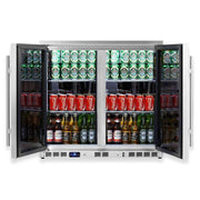 36-Inch Heating Glass Dual Door Built In Beverage Fridge KingsBottle.com