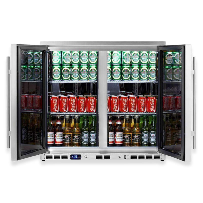 36-Inch Heating Glass Dual Door Built In Beverage Fridge KingsBottle.com