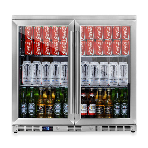 36-Inch Heating Glass Dual Door Built In Beverage Fridge KingsBottle.com