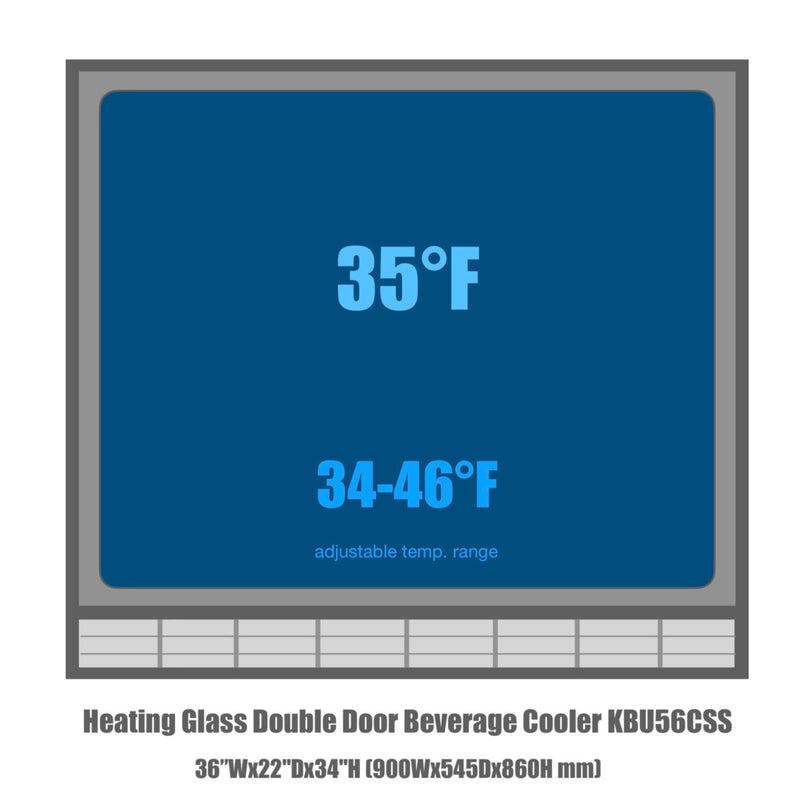 36-Inch Heating Glass Dual Door Built In Beverage Fridge KingsBottle.com