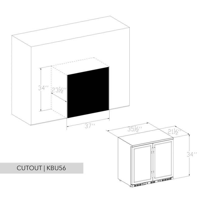 36-Inch Heating Glass Dual Door Built In Beverage Fridge KingsBottle.com