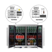 36-Inch Heating Glass Dual Door Built In Beverage Fridge KingsBottle.com