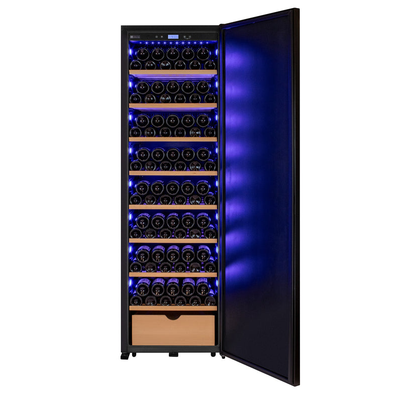 76.5" Tall Single Zone Wine Vault with Solid Black Right Hinge Door Allavino