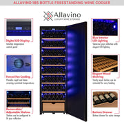 76.5" Tall Single Zone Wine Vault with Solid Black Right Hinge Door Allavino