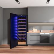 76.5" Tall Single Zone Wine Vault with Solid Black Right Hinge Door Allavino