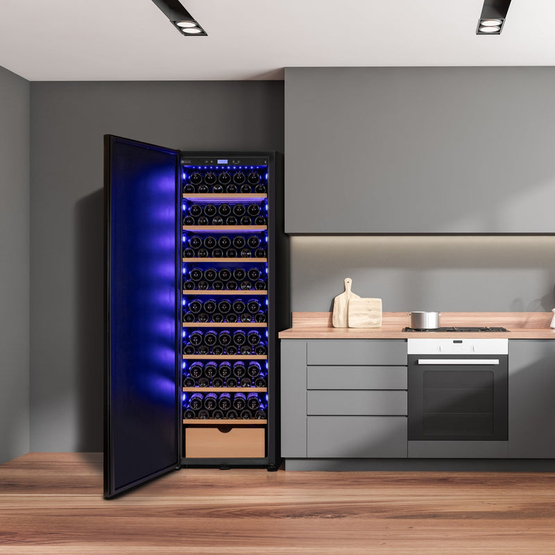 76.5" Tall Single Zone Wine Vault with Solid Black Right Hinge Door Allavino
