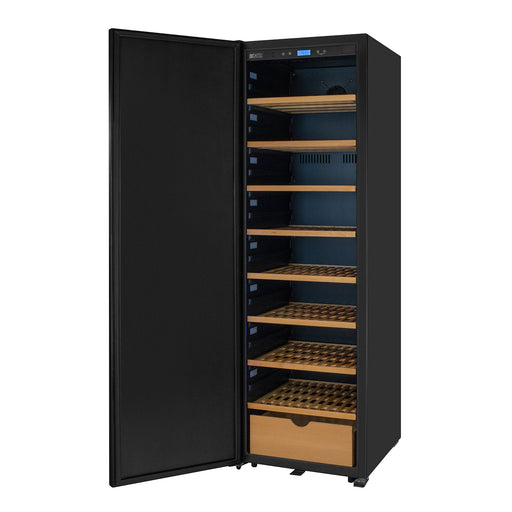 76.5" Tall Single Zone Wine Vault with Solid Black Left Hinge Door Allavino