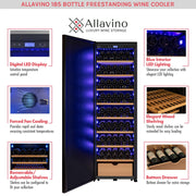 76.5" Tall Single Zone Wine Vault with Solid Black Left Hinge Door Allavino