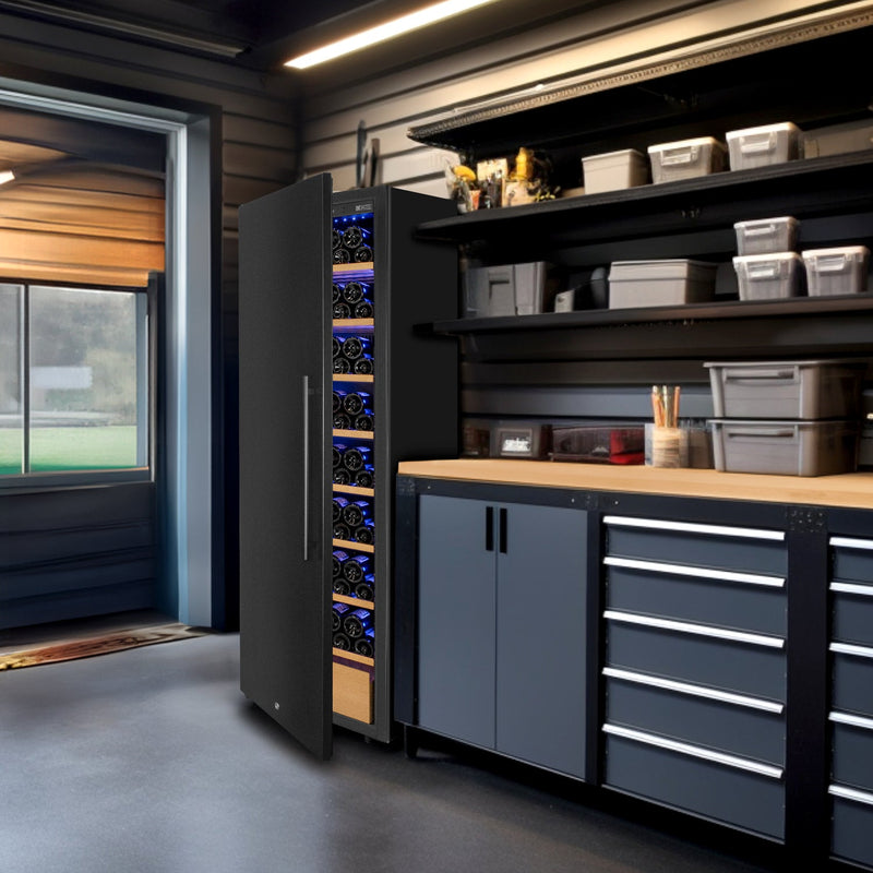76.5" Tall Single Zone Wine Vault with Solid Black Left Hinge Door Allavino