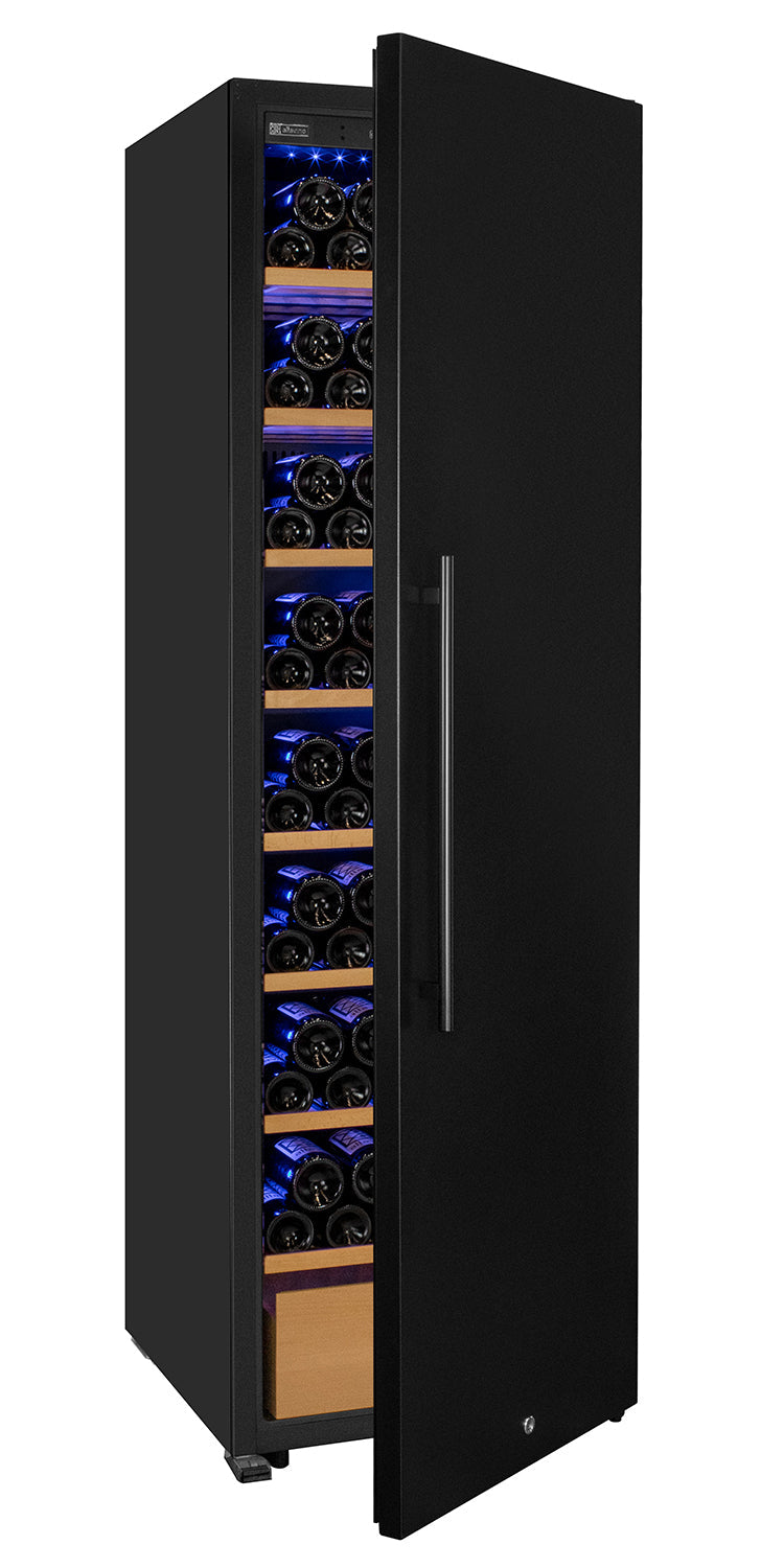 76.5" Tall Single Zone Wine Vault with Solid Black Right Hinge Door Allavino