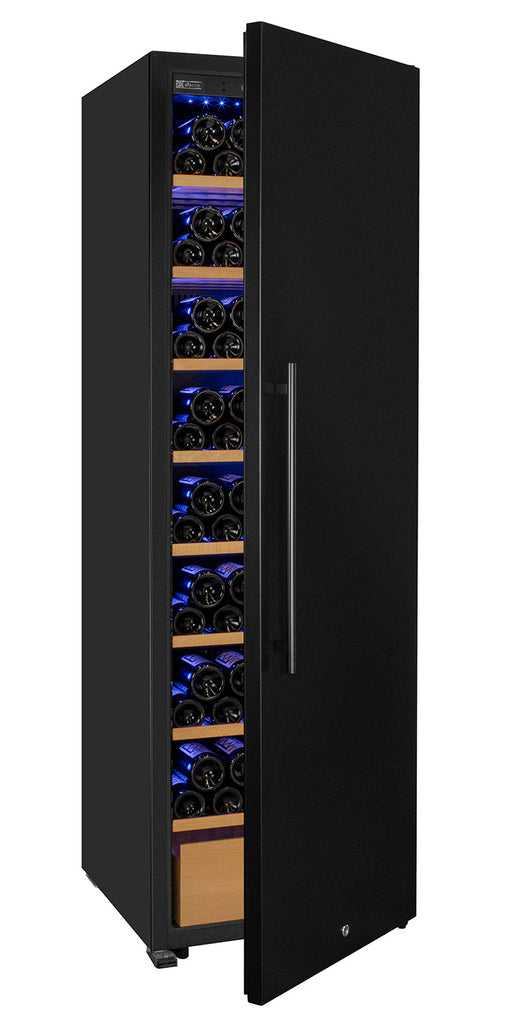 76.5" Tall Single Zone Wine Vault with Solid Black Right Hinge Door Allavino