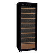 29" Wide 248 Bottle Single Zone Black Glass Right Hinge Wine Refrigerator with Display Shelving Allavino