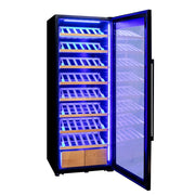 29" Wide 248 Bottle Single Zone Black Glass Right Hinge Wine Refrigerator with Display Shelving Allavino