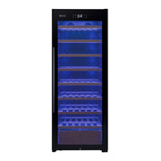 29" Wide 248 Bottle Single Zone Black Glass Right Hinge Wine Refrigerator with Display Shelving Allavino
