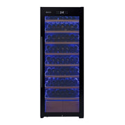 29" Wide 248 Bottle Single Zone Black Glass Right Hinge Wine Refrigerator with Display Shelving Allavino