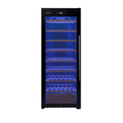 29" Wide 248 Bottle Single Zone Black Glass Left Hinge Wine Refrigerator with Display Shelving Allavino